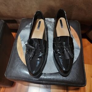Tahari Black Patent Tassel Loafers